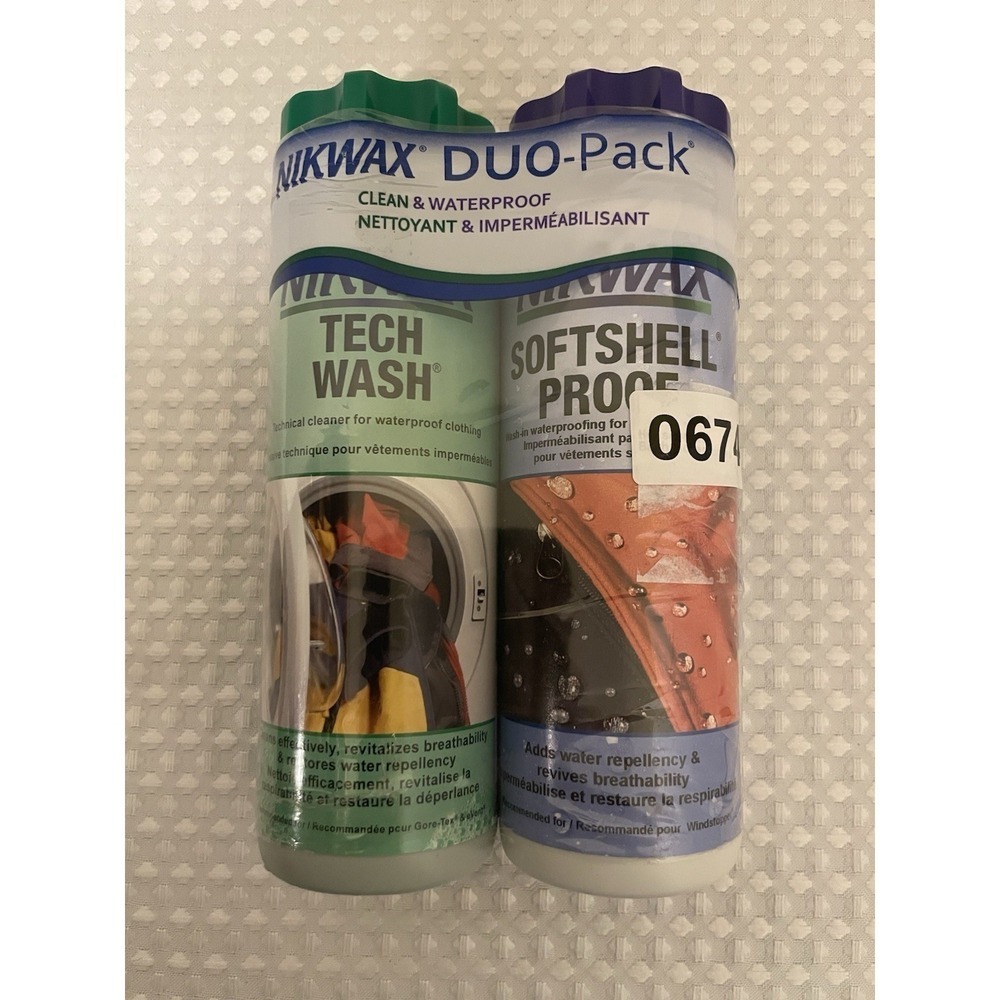 Nikwax DUO Tech Wash & Proof Weatherproofing 10oz. /300ml  NEW sealed pack  #674